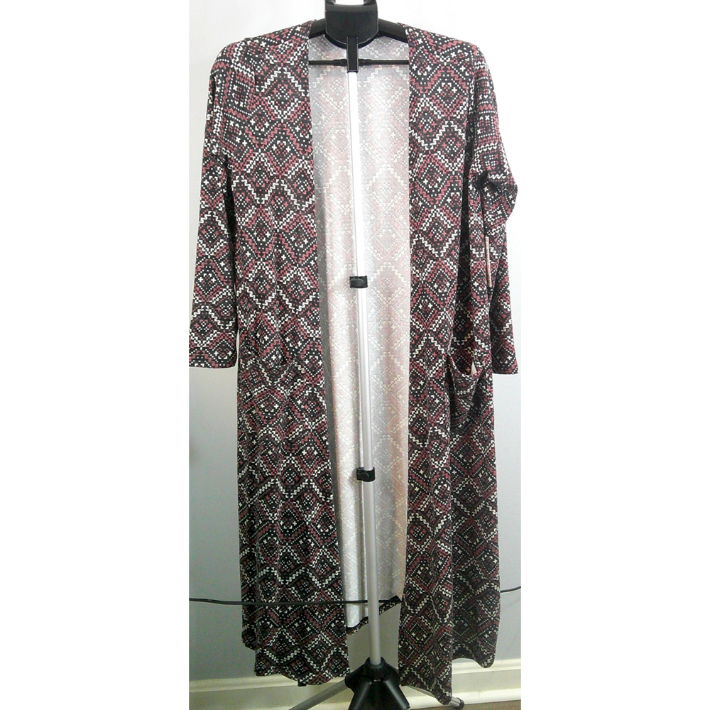 LuLaRoe Sarah Duster Cardigan, Medium, new with tags Burgandy Geometric